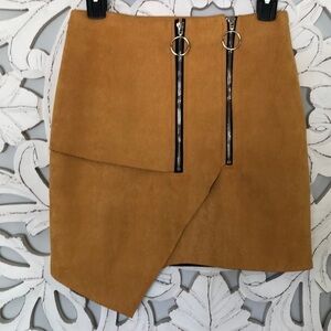 MISSGUIDED Faux Seude Scuba Asymmetrical Skirt Stretchy Size 4 Grunge Stretchy